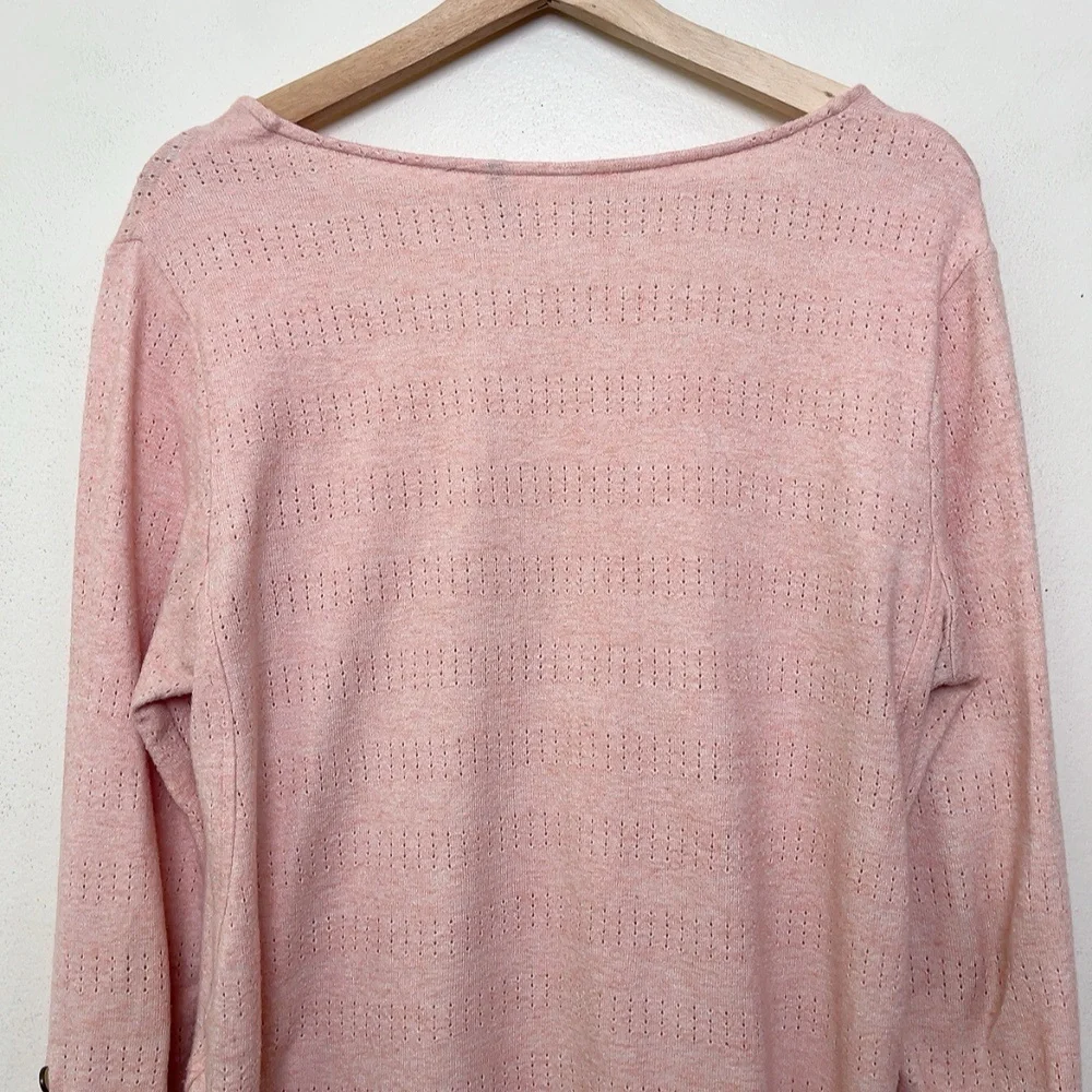 Anthropologie Akemi + Kin Womens Medium Pink Sylvie Pointelle Top